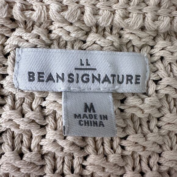 LL Bean Signature Fisherman Sweater Women’s Medium Cream Cotton Knitted Pullover - Picture 6 of 10